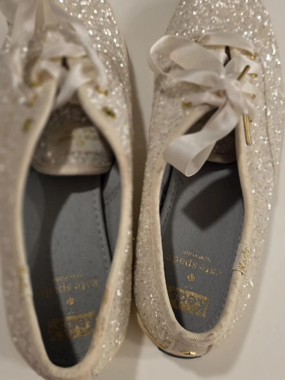 Kate Spade New York Cream Glitter Espadrille Sneakers